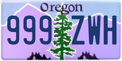 OR license plate 999ZWH