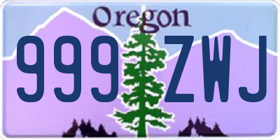 OR license plate 999ZWJ