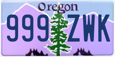 OR license plate 999ZWK