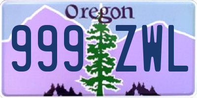 OR license plate 999ZWL