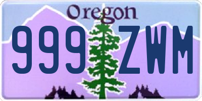 OR license plate 999ZWM