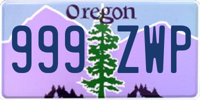 OR license plate 999ZWP