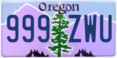 OR license plate 999ZWU