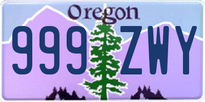 OR license plate 999ZWY