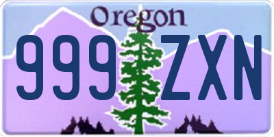 OR license plate 999ZXN