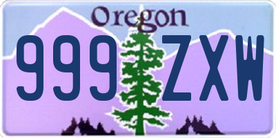 OR license plate 999ZXW