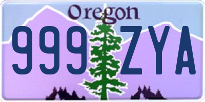 OR license plate 999ZYA