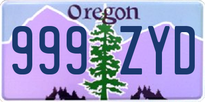 OR license plate 999ZYD