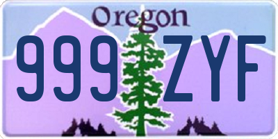 OR license plate 999ZYF