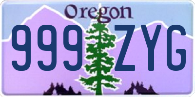 OR license plate 999ZYG