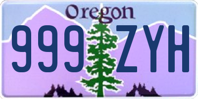 OR license plate 999ZYH