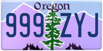 OR license plate 999ZYJ