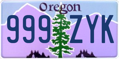 OR license plate 999ZYK