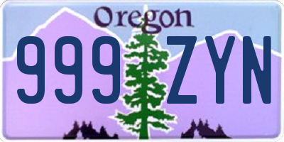 OR license plate 999ZYN