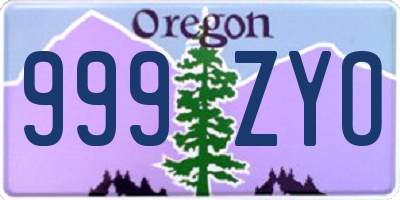 OR license plate 999ZYO