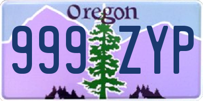 OR license plate 999ZYP