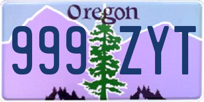 OR license plate 999ZYT