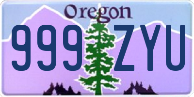 OR license plate 999ZYU