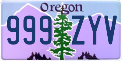 OR license plate 999ZYV