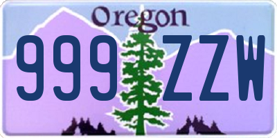 OR license plate 999ZZW