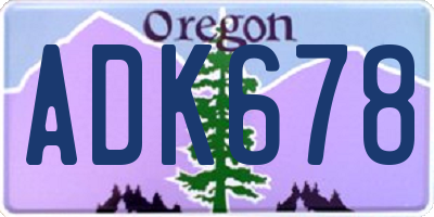 OR license plate ADK678