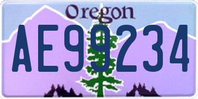 OR license plate AE99234