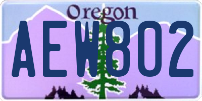 OR license plate AEW802