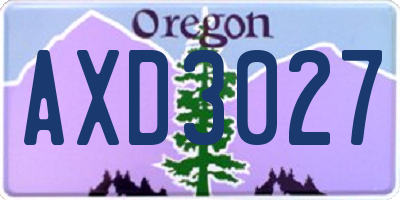 OR license plate AXD3027