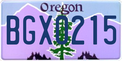 OR license plate BGX0215