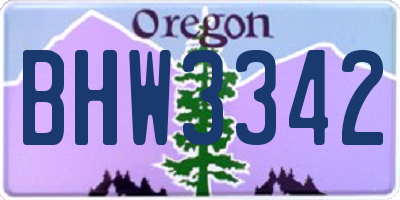 OR license plate BHW3342