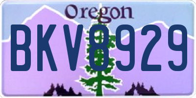 OR license plate BKV8929