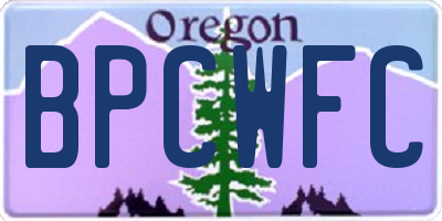 OR license plate BPCWFC