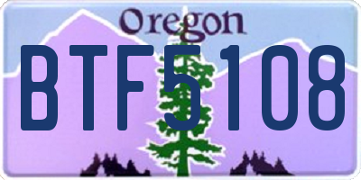 OR license plate BTF5108