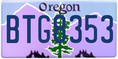 OR license plate BTG8353