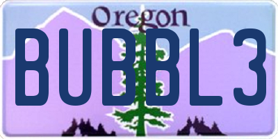 OR license plate BUBBL3