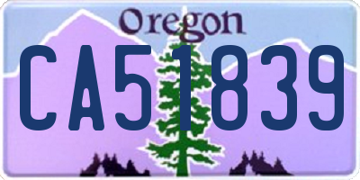 OR license plate CA51839