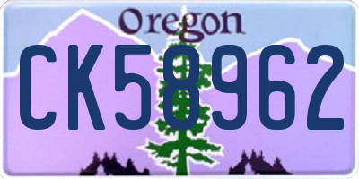 OR license plate CK58962