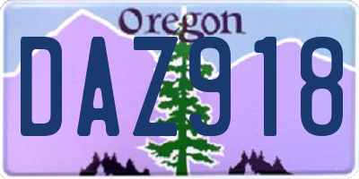 OR license plate DAZ918