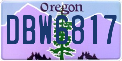 OR license plate DBW6817