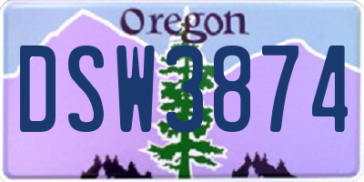 OR license plate DSW3874