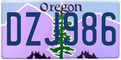 OR license plate DZJ986