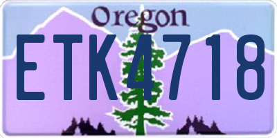 OR license plate ETK4718