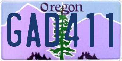 OR license plate GAD411