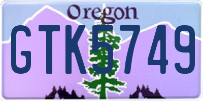 OR license plate GTK5749