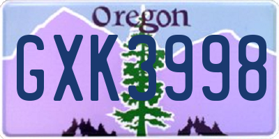 OR license plate GXK3998