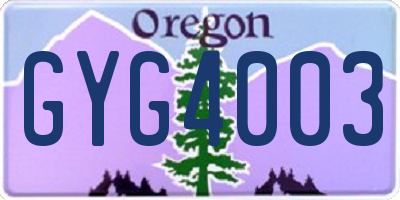 OR license plate GYG4003