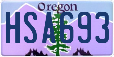 OR license plate HSA693