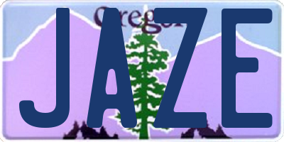 OR license plate JAZE