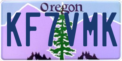 OR license plate KF7VMK