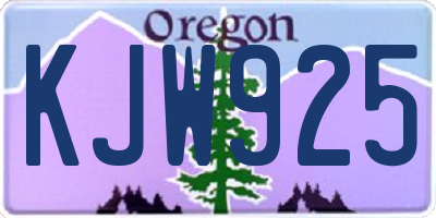 OR license plate KJW925